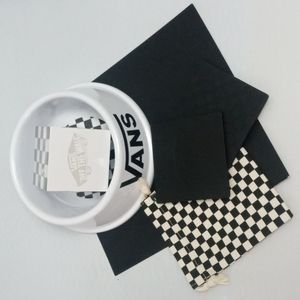VANS 3 Piece Bundle, Dog Bowl, Faux Leather Coasters (2) & Sticky Post It Notes